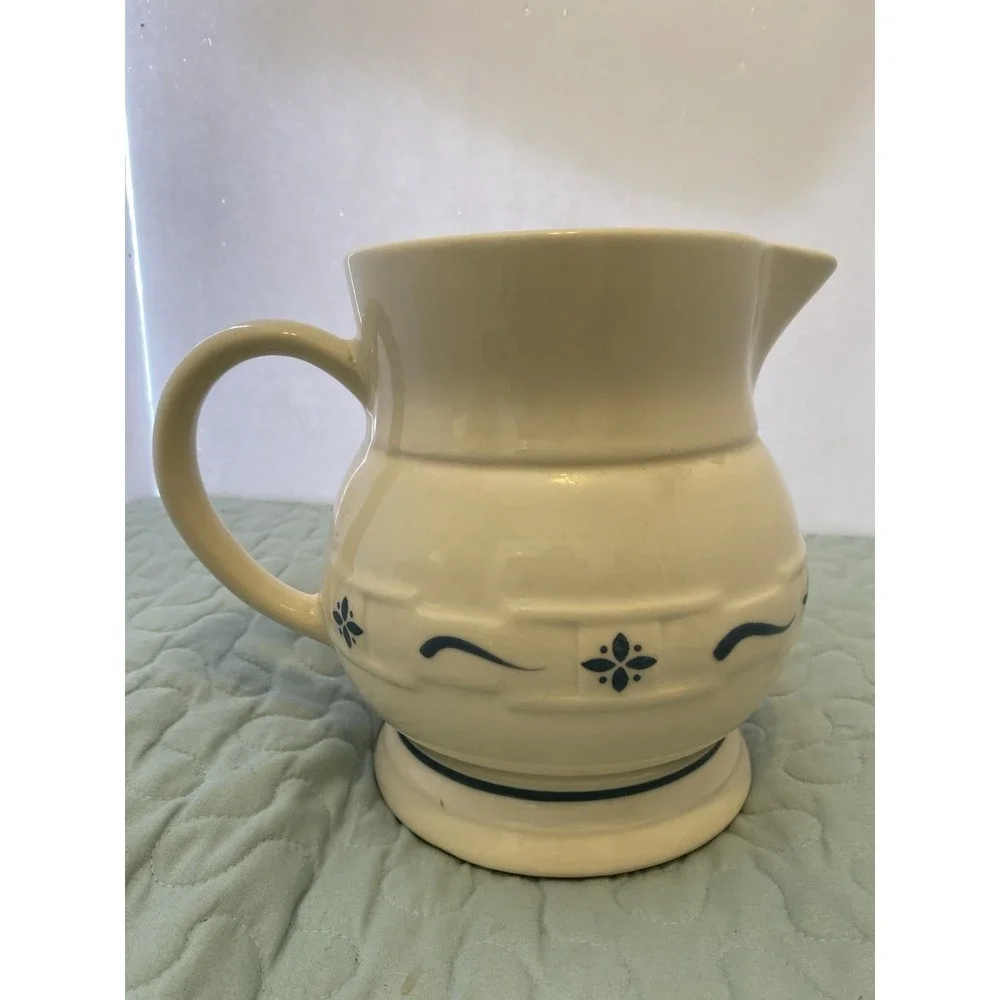Vintage 1991‎ Large Longaberger Pitcher. Woven Traditions. Blue Classic Heavy